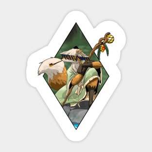 Fox sage by river smoking pipe Sticker